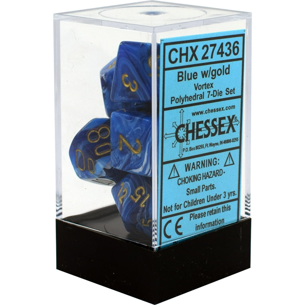 Chessex Vortex Blue w/ Gold Polyhedral 7 Dice Set CHX27436 - Walmart ...