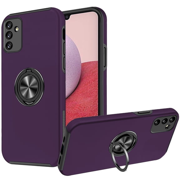 For Samsung Galaxy A14 5G Hybrid 360 Degree Rotatable Metal Invisible Ring Stand Holder Fit Magnetic Car Mount Shockproof Slim Cover ,Xpm Phone Case [ Purple ]