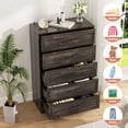 thumbnail image 3 of Vabches Farmhouse 5 Drawer Dresser with Metal Handle, Tall Wood Chest of Drawers for Living Room Bedroom,Dark Brown, 3 of 9