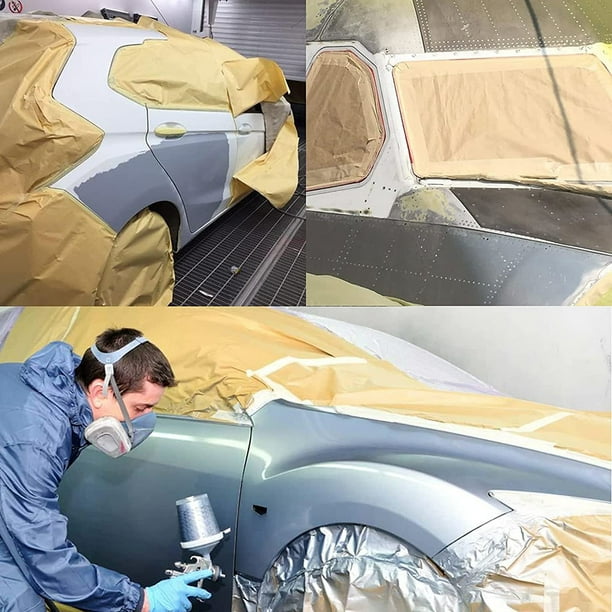 Rollo de película de papel Kraft para enmascarar pintura en aerosol automática de 12 m para muebles de automóvil (45 cm) Likrtyny Accesorios para autos y motos