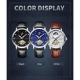 thumbnail image 4 of TEVISE T612 Reloj mecánico automático para hombres de negocios Pantalla de fase lunar Moda Casual Manecillas luminosas Correa de cuero Reloj de pulsera masculino resistente al agua, 4 of 8