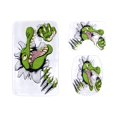 thumbnail image 1 of ABPHQTO Cocodrilo de dibujos animados cruel Juego de alfombras de baño de 3 piezas Alfombra de baño Alfombra de contorno y tapa de inodoro, 1 of 2