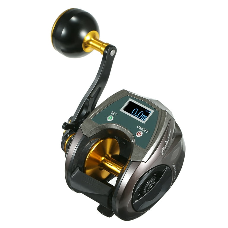 Exbert USB Rechargeable Carbon Fiber Baitcasting Reel 9+1bb Electric Fishing Reel with Display High Speed 6.4: 1 Gear RA, Size: Left