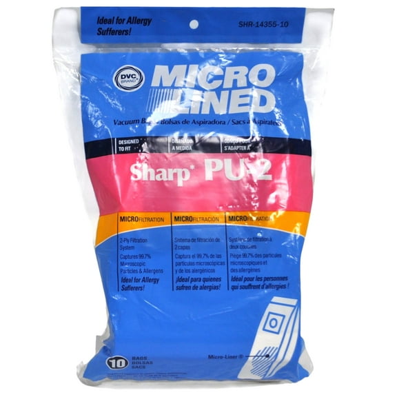 DVC Vacuum Bags Designed To Fit Sharp Type PU-2 Upright Vacuums 465550