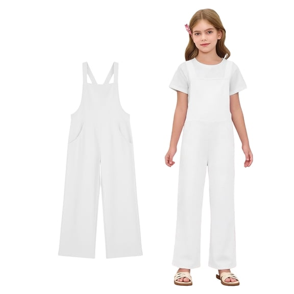 Jumpsuits for Girls Straight Leg Jumpsuit Baggy Overalls Kids Casual Sleeveless Romper Girls Clothes Size 7-8 Years