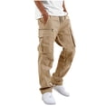 thumbnail image 3 of Zynoxe Cargo Pants for Men with Multi Pocket Comfy Elastic Waist Drawstring Trousers Fashionable Solid Color Hiking Pants Versatile Outdoor Tapered Jogger Pants, 3 of 9