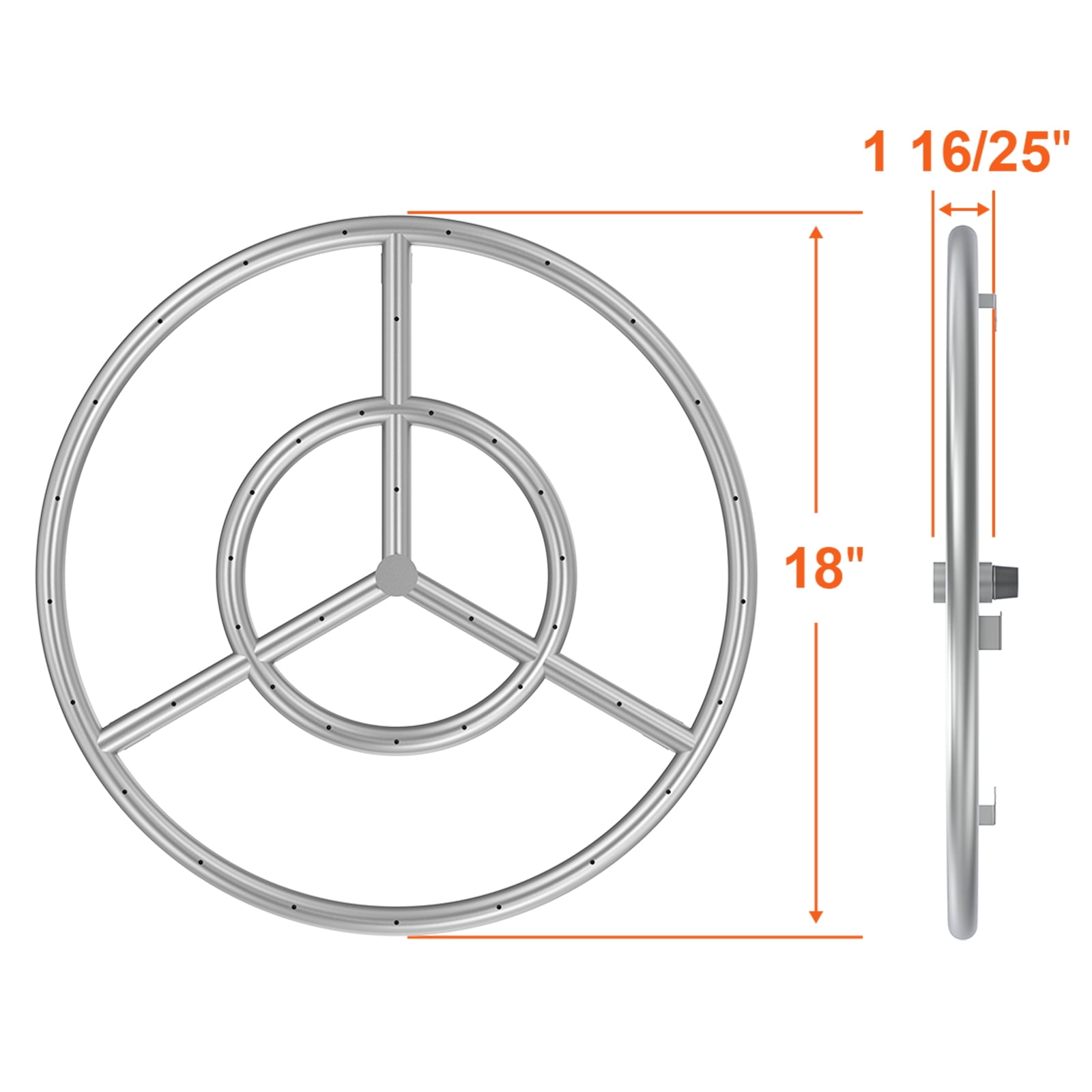 BENTISM 18.03" x 18.03" 150,000 BTU Propane and Natural Gas Stainless Steel Fire Pit