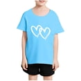thumbnail image 2 of Plebaso T-Shirts à Imprimé Cœur pour Garçons et Filles, Col Rond, Manches Courtes Décontractées, Hauts Graphiques Mignons pour Enfants, 2 of 7