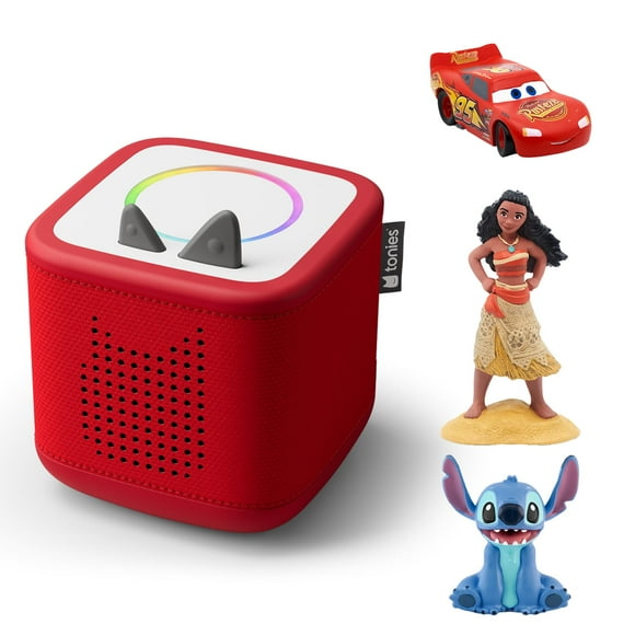 tonies Toniebox 2 Bundle with Lilo et Stitch, Cars: Lightning McQueen, and Vaiana – Sunset Red (French)