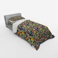 thumbnail image 3 of Geometric Duvet Cover Set, Tangled Design of Colorful Triangular Shapes Grunge Effect Contemporary Artwork, Bedding Set with Shams and Fitted Sheet, 3 Sizes, by Ambesonne, 3 of 3