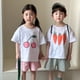 thumbnail image 2 of Conjuntos de camisetas de algodón para niños de 1 a 10 años, camiseta con patrones de frutas y pantalones cortos a cuadros, traje para niños y niñas, ropa de casa para niños, 2 of 6