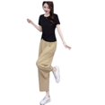 thumbnail image 4 of Traje de mujer de verano nuevo de alta gama elegante casual moda elegante anti-envejecimiento adelgazante pantalones de pierna ancha conjunto de dos piezas, 4 of 4