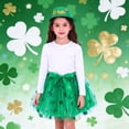 thumbnail image 2 of CPNG St. Patrick's Day Costume Set Green Tulle Skirt & Glitter Bow Headband Set - Party Costume, Dance Performance Outfit(White,5-7 Years), 2 of 4