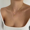thumbnail image 2 of Cute Heart Necklace Petite Gold Heart Charm Choker Necklace Cube Heart Charm Choker 14K Gold Plated Beaded Chain, 2 of 5