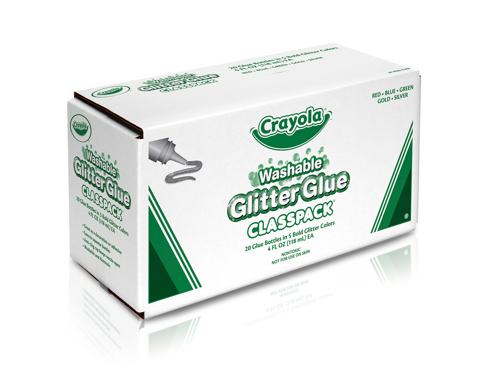 Crayola 5-color Washable Glitter Glue Classpack: 20 pieces