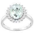 thumbnail image 1 of 14K White Gold Diamond Natural Aquamarine Engagement Ring Oval 10x8mm, size 10, 1 of 3