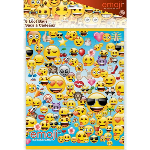 Unique Industries Emoji Birthday Party Bags, 8 Count
