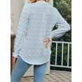 thumbnail image 6 of Womens Dot V Neck Ruffle Sleeve Blouse Flowy Shirts Casual Solid Work Tops Light Blue S, 6 of 7