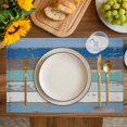 thumbnail image 4 of Blue Wooden Plank Placemats Set of 12, Retro Farmhouse Horizontal Stripes Plank Placemats for Dining Table, Place Mats for Kitchen Tabletop, Waterproof Wipeable Dining Table Mats Set, 4 of 9
