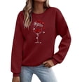 thumbnail image 6 of Gkeoshab Sweatshirt For Women Women's Celebration Print Hooded Sweatshirt, Festive Graphic Pullover with Anniversary Themed Artwork for Special Occasions and Joyful Casual Gatherings Wine L, 6 of 9