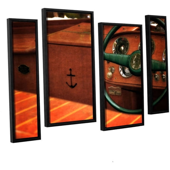 ArtWall Kevin Calkins "Chris Craft Interior" 4-Piece Floater Framed Canvas Staggered Set