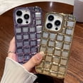 thumbnail image 4 of Compatible with iPhone 14 Pro Max Case, Bling Cute 3D Grid Desgin Sparkle Gradient Plating Phone Case for Women/Girls Soft TPU Shockproof Raised Bumper Corners Protective Cover Case, Pink, 4 of 9