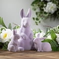 thumbnail image 3 of Sullivans 5.5" & 4.25" Lilac Velveteen Bunny Set of 2, Ceramic, 3 of 3