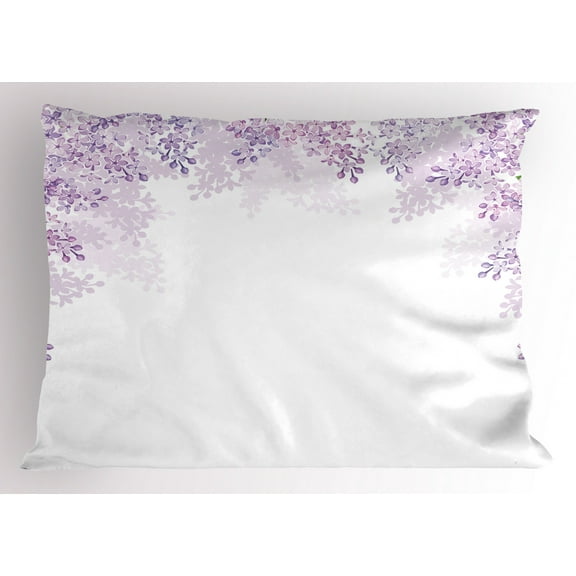Ambesonne Flower Pillow Sham, Lilac Blossoms Spring, 26" X 20", Pale Mauve Lavender