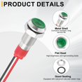 thumbnail image 3 of Uxcell 5Pcs 6mm Luz Indicadora, 12V-24V AC/DC Lámpara de Señal LED Metálica Impermeable, Verde, 3 of 6