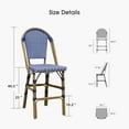 thumbnail image 4 of PURPLE LEAF Set of 2 French Outdoor Bar Stool Bamboo Print Finish Back Rattan Wicker Patio Outdoor Counter Height Bar Stools with Footrest, Royal Blue, 4 of 9