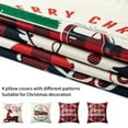 thumbnail image 4 of ZACOO Red Black Buffalo Plaid Throw Cushion Case Christmas Decoration 18x18 Set of 4, Tree Deer Rustic Truck Square Xmas Pillow Case Winter Holiday Pillow Covers, 4 of 8
