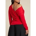 thumbnail image 2 of ELOQUII Women's Plus Size Sliced Asym Neck Top, 2 of 3