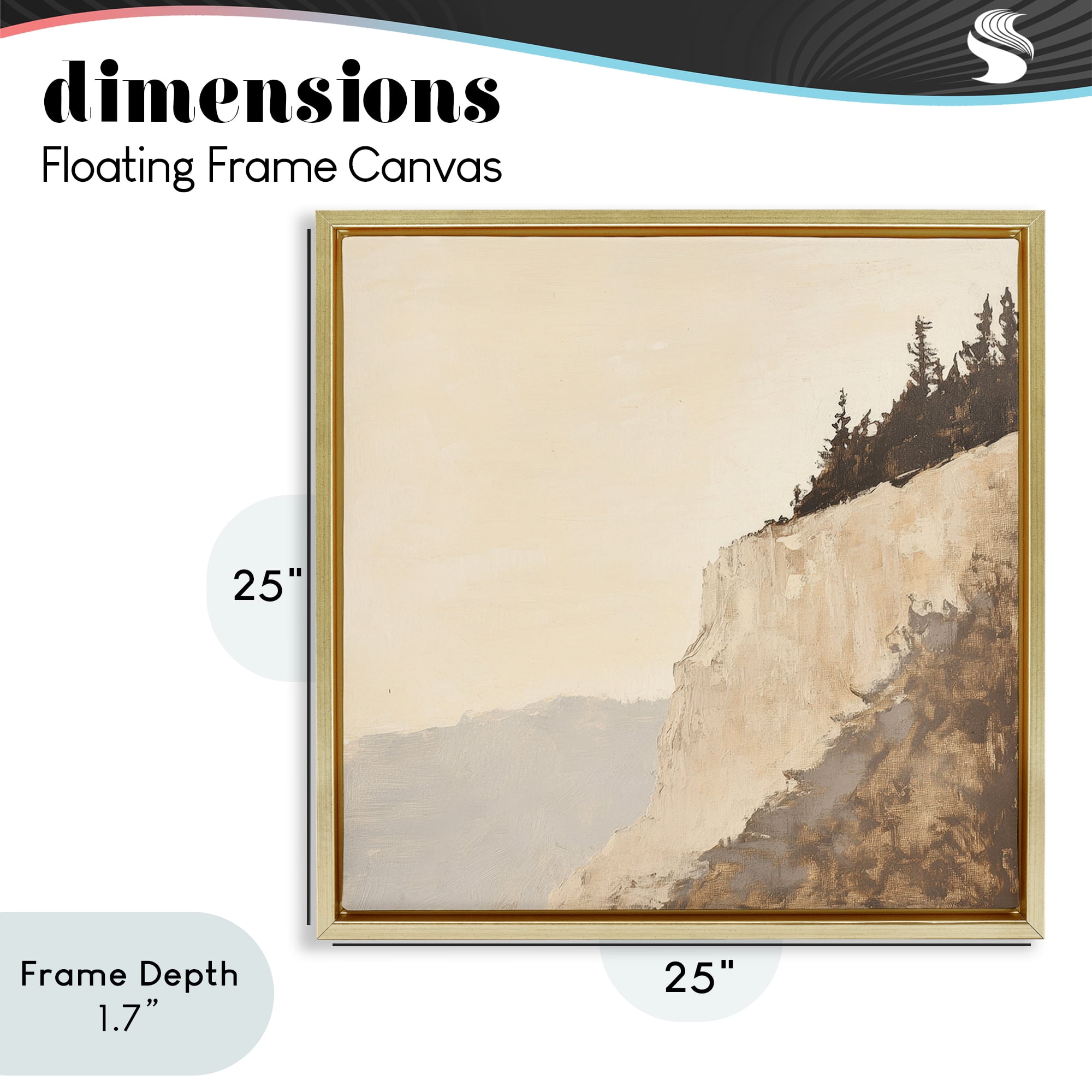 Stupell Industries Serene Cliffside Vista Gold Framed Floater Canvas Wall Art, design by Petal Prints Design