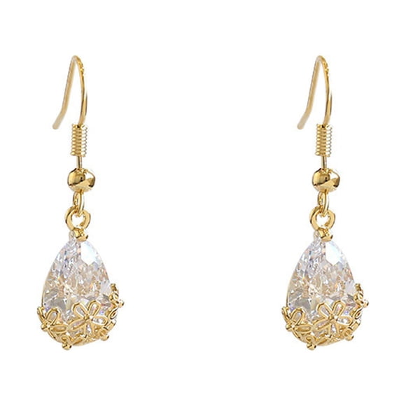 Real Gold Electroplating Inlaid Zircon Pattern Water Drop Pendant Earrings Ear Rings Pack Resin Hoop Earrings Women Earring Long Post Earrings Earrings Women Bulk Earrings for Women Light Weight
