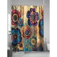 thumbnail image 5 of Fsddascl Vintage Purple Floral Shower Curtain Set - Extra Long 72" x 96" Washable Bathtub Curtain with 12 Hooks, Retro Flowers Ethnic Abstract Art Waterproof Fabric Stall Shower Curtains for Bathroom, 5 of 6