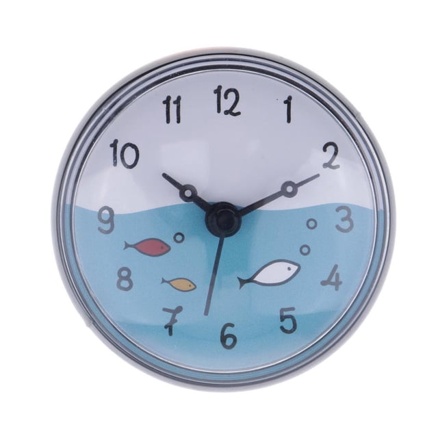 GUOOL Bathroom Kitchen Clock w/ Suction Cup Waterproof Analog Display Gift Gray A-Gray