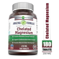 Amazing Formulas Chelated Magnesium 250mg Per Serving 180 Tablets Supplement | Non-GMO | Gluten Free | Made in USA