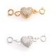 thumbnail image 1 of Ruwado 2 cierres magnéticos de bloqueo en forma de corazón con diamantes de imitación, extensores de cadena, conector para collar, pulsera, mujer, accesorios para hacer joyas (plata y oro), 1 of 1