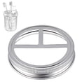 thumbnail image 1 of 1Pcs Replacement Mason Jar Toothbrush Brush Holder Lids for 3 Inch Caliber Jars with 3 Compartment Stainless Steel Multifunctional Glass Jar Cover for Pen Toothbrush Storage, 1 of 8