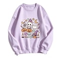 thumbnail image 4 of Halloween Gift for Women Hoodless Sweatshirt Womens Daily Home Outdoor Workout Solid Long Sleeve O Neck T Shirt Top Sweatshirt M, 4 of 4