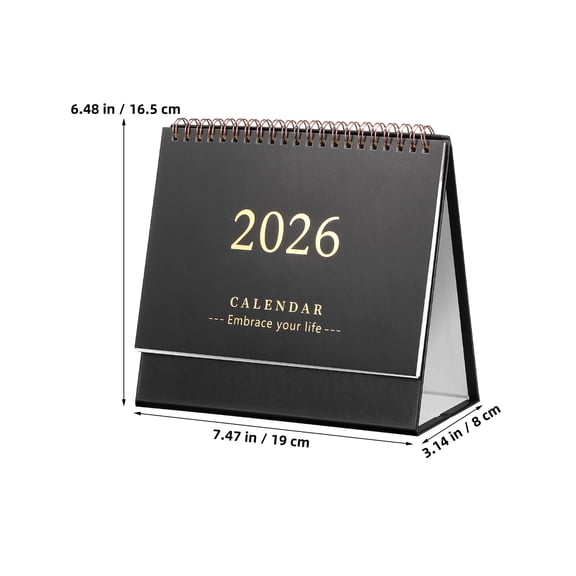 Milisten 2026 Small Desktop Calendar Black Monthly Planner with Space Saving Stand