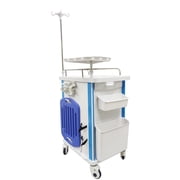 Medical Emergency Vehicle Mobile Anesthesia Cabinet Cart Medication ABS Storage Trolley with Drawer Infusion Stand and Wheels