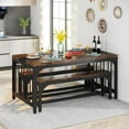 thumbnail image 5 of Tribesigns 55 Inch Dinning Table Set for 4-6, 3-Piece Kitchen Table with 2 Benches, 5 of 8