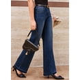 thumbnail image 3 of DOKOTOO Women's Wide Leg Jeans Trendy High Waist Center-Seam Straight Leg Raw Hem Baggy Loose Boyfriend Stretchy Denim Pants, 3 of 8