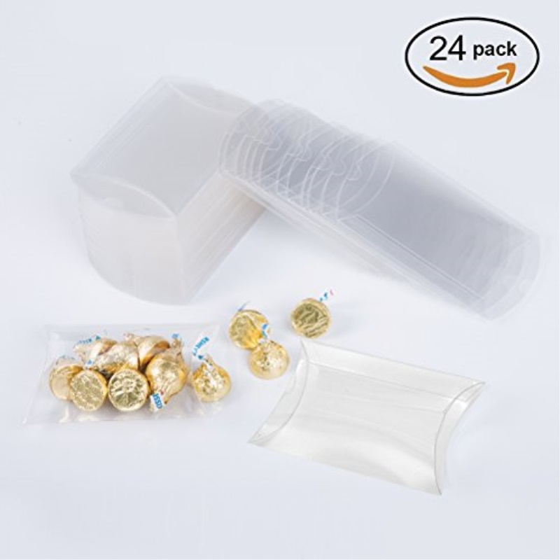 Clear Plastic Pillow Box 4.7x1x3 inch for Gift Candy Treat Transparent