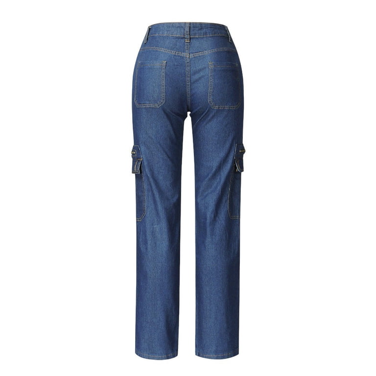 Multi Button Wide Flare Denim Blue y2k BODOAO Women