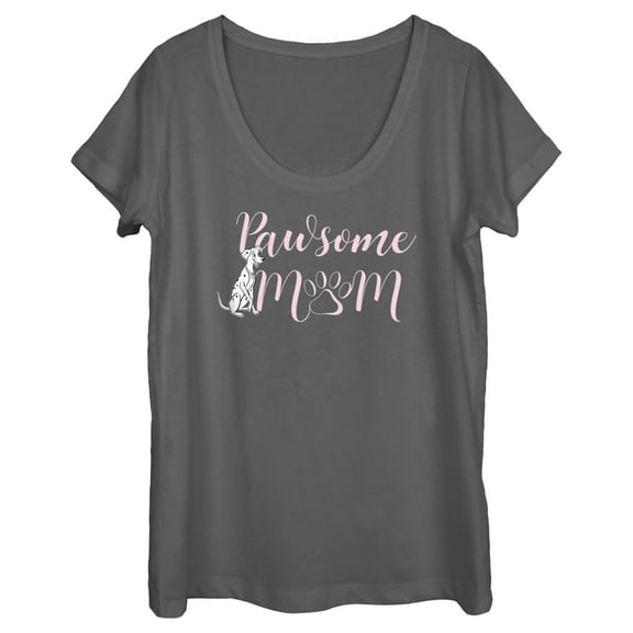 Women's One Hundred and One Dalmatians Pawsome Mom Perdita  Graphic Tee Charcoal Small