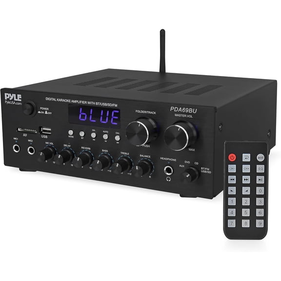 Pyle Bluetooth Home Audio Amplifier Dual Channel Sound Audio System, Compatible with All of Your Favorite Bluetooth Devices (iPhone, Androids, Smartphones, iPad, Tablets, etc.)