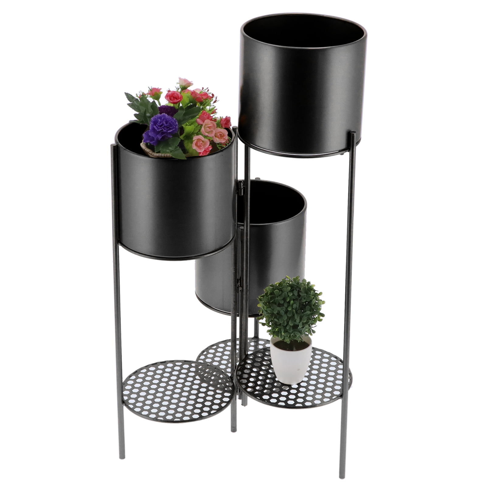 WALFRONT Metal Bucket Flower Pot Stand 6Tier Plower Pot Shelf Plant
