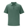 thumbnail image 5 of LODIENY Mens Polo Shirts Quarter Zip Shirts Vintage Casual Classic Lightweight Short Sleeve Golf Collared T-Shirt Tops with Pocket Green XL, 5 of 7
